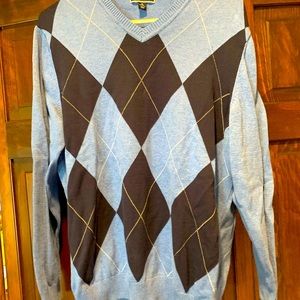 Argyle dark and light blue sweater